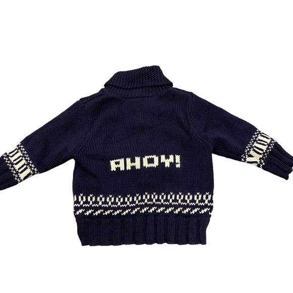 Baby Gap Long Sleeve Chunky Knit Nautical USA Zip Front Sweater Size 12-18 Month - Picture 5 of 6